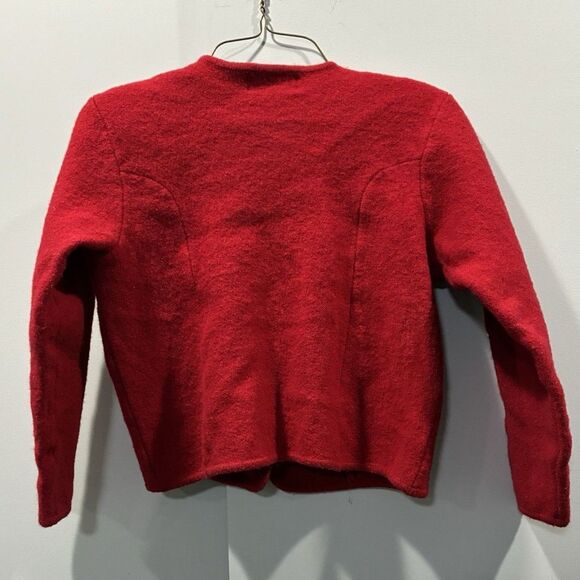 Vintage Requirements Petite 100% Wool Red Cardigan Sweater M Holiday Classic - Picture 5 of 9